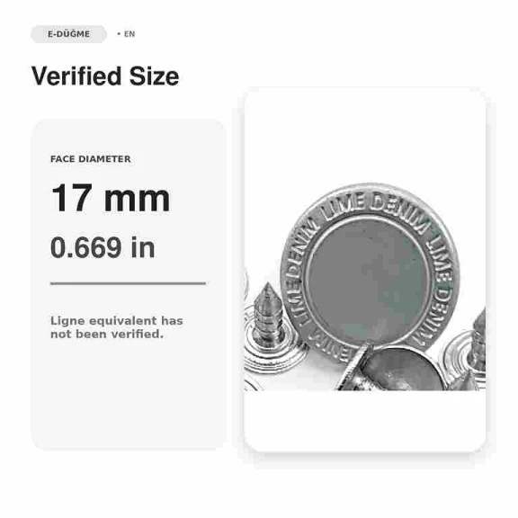 17 mm Lime Denim Logo Tin-Color Jeans Button Pack of 100, durable metal buttons for trousers and jackets