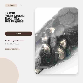 17 mm Yıldız Logolu Bakır Oksit Kot Düğmesi 100 Adet/Paket DK00017YLDPPROMO