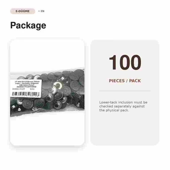 17 mm Yıldız Logolu Bakır Oksit Kot Düğmesi, 100 Adet/Paket - Jean pantolonlar ve çanta detayları için ideal
