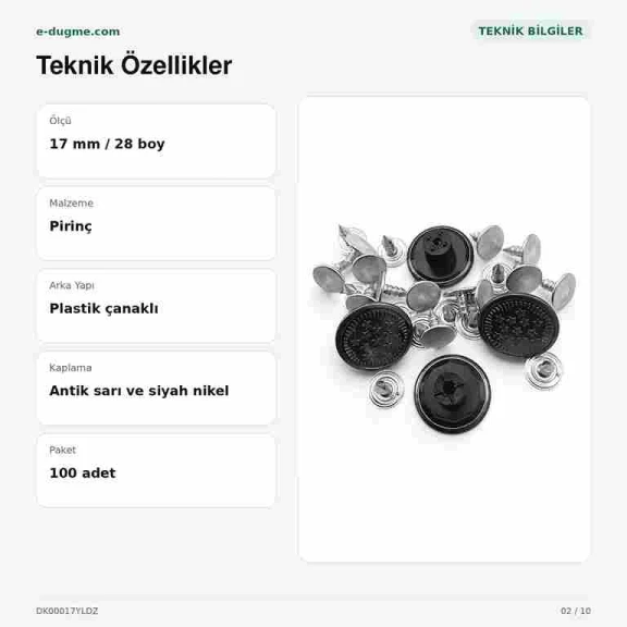 17 mm Kot Düğmesi Yıldızlı Logo Plastik Çanaklı, 100 Adet/Paket, Dayanıklı Bakır Oksit Kaplama ile Jean, Kot ve Çanta