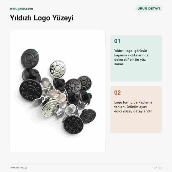 17 mm kot düğmesi yıldızlı logo plastik çanaklı, 100 adet paket, dayanıklı bakır oksit kaplama ile jean pantolonlar ve çanta