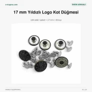 17 mm Kot Düğmesi Yıldızlı Logo 100 Adet/Paket DK00017YLDZPPROMO1