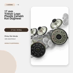 17 mm Kot Düğmesi Yıldızlı Logo 100 Adet/Paket DK00017YLDZPPROMO1