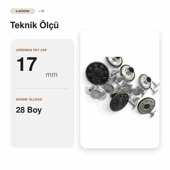 17 mm yıldızlı logo kot düğmesi, çakmalı pantolon düğmesi, denim ürünleri için ideal aksesuar