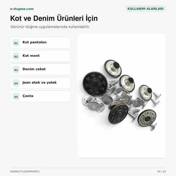 17 mm yıldızlı logo kot düğmesi, çakmalı pantolon düğmesi, denim ürünleri için ideal aksesuar