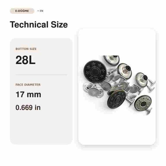 17 mm yıldızlı logo kot düğmesi, çakmalı pantolon düğmesi, denim ürünleri için ideal aksesuar