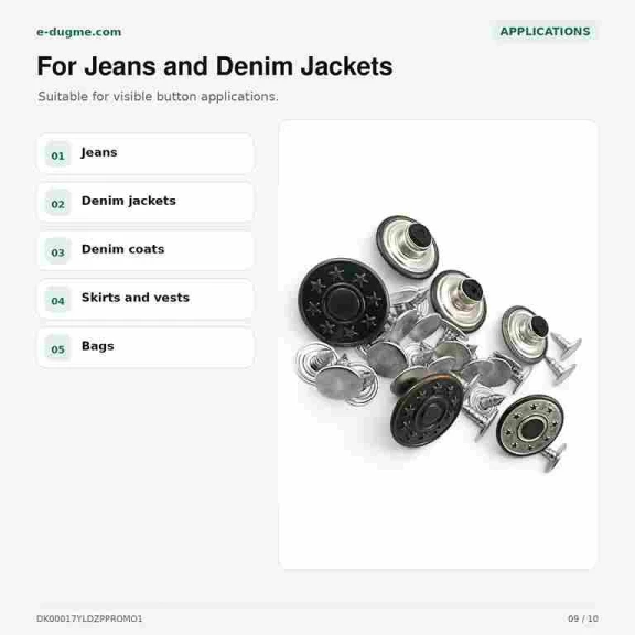 17 mm yıldızlı logo kot düğmesi, çakmalı pantolon düğmesi, denim ürünleri için ideal aksesuar