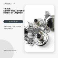 18 mm / 0.71 in 28L Denim Wear Logo Nickel-Plated Brass Jeans Button Fixed Cup 100 Pieces DK00018DNMWEARPROMO