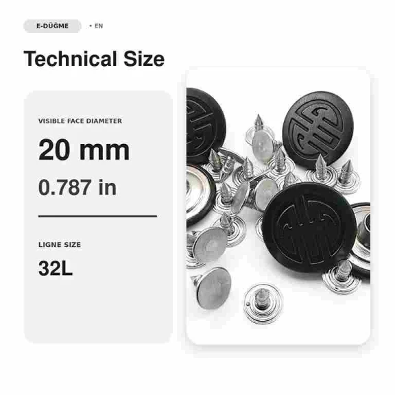 20 mm Logo Jeans Button in Black Oxide Finish - 50 Pieces Pack