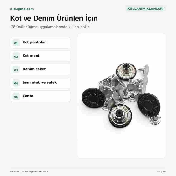 17 mm Kot Düğmesi Denim Jeans Plastik Çanaklı, 75 Adet/Paket, Yıldızlı Logo ile Denim Ürünler için Uygun