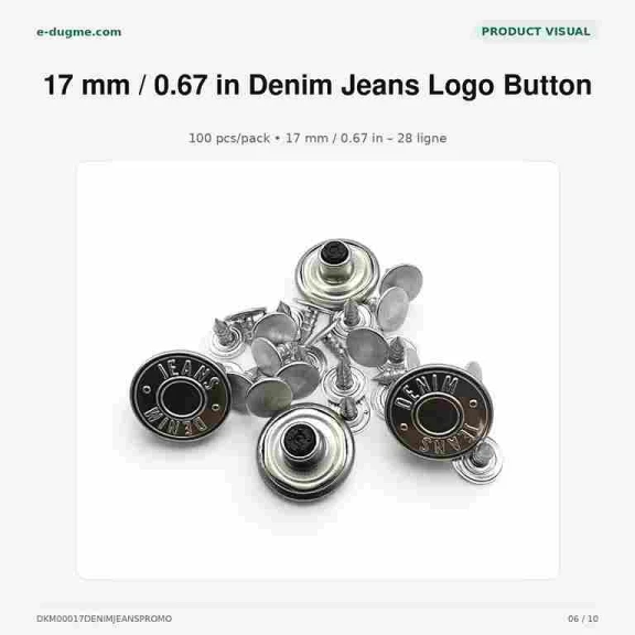 17 mm Kot Düğmesi Denim Jeans Plastik Çanaklı, 75 Adet/Paket, Yıldızlı Logo ile Denim Ürünler için Uygun