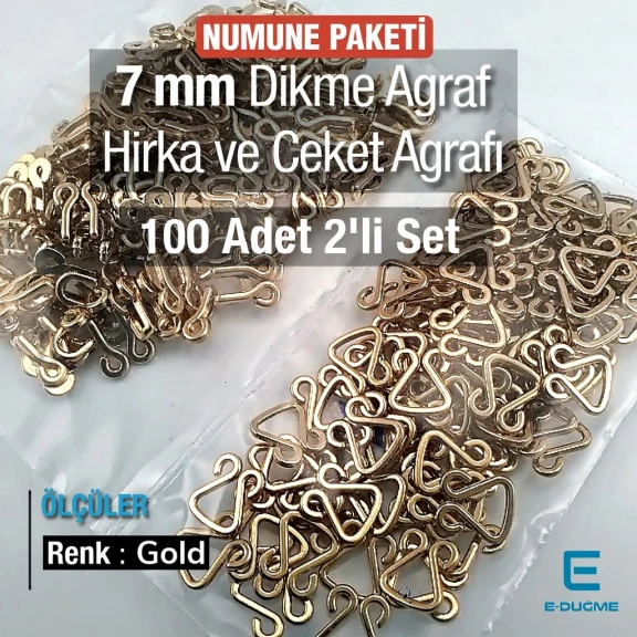 Agraf 7,5 mm Metal Zamak Promo Paket 200 Adet E 1762PROMO