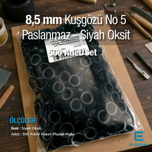 5 Nolu Kuşgözü Siyah Oksit Paslanmaz 8,5 mm 500 Ad/Paket ER0005PPKSO