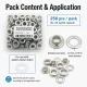 No 24 Kuşgözü Gümüş Nikel Paslanmaz Çelik İç Çap 10 mm 250 Adet/Paket ER0024PPK, tekstil ve çanta projeleri için ideal çözüm