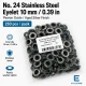 No 24 Kuşgözü Eskitme Gümüş Paslanmaz 10 mm İç Çap 250 Adet/Paket, Dış Giyimde ve Çanta Üretiminde Kullanım için Uygun