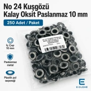 No 24 Kuşgözü Eskitme Gümüş Paslanmaz İç Çap 10 mm 250 Adet/Paket ER0024PPKKO