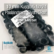 No 24 Kuşgözü Siyah Oksit Paslanmaz Çelik İç Çap 10 mm (250 Ad/Paket) ER0024PPKSO