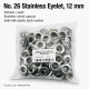 12 mm Stainless Metal Eyelet with Washer for Bags and Apparel, 100 pcs Pack