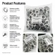 12 mm Stainless Metal Eyelet with Washer for Bags and Apparel, 100 pcs Pack