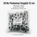 12 mm / 0.47 in Inner Diameter Stainless Metal Eyelet with Metal Washer, 100 pcs/Pack ER0026P100