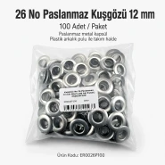 26 No Paslanmaz Kuşgözü Metal Pullu 12 mm İç Çap 100 Adet/Paket ER0026P100
