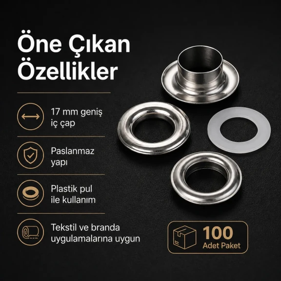 Eyelet 11/16" Stainless 17 mm 100 Ad / Pack ER0031PPK