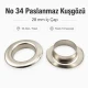 Kuşgözü No 34 Paslanmaz 28 mm Plastik Pul Seçenekli 50 Adet Paket, kalın kumaşlar için dayanıklı bağlantı elemanı