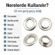 Kuşgözü No 34 Paslanmaz 28 mm Plastik Pul Seçenekli 50 Adet Paket, kalın kumaşlar için dayanıklı bağlantı elemanı