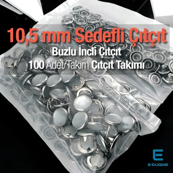 Buzlu Sedefli Klikıt Çıtçıt 10,5 mm Paslanmaz 100 Ad/Paket ERBCLK0008BBSD