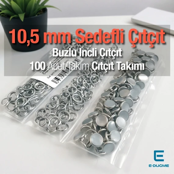 Buzlu Sedefli Klikıt Çıtçıt 10,5 mm Paslanmaz 100 Ad/Paket ERBCLK0008BBSD