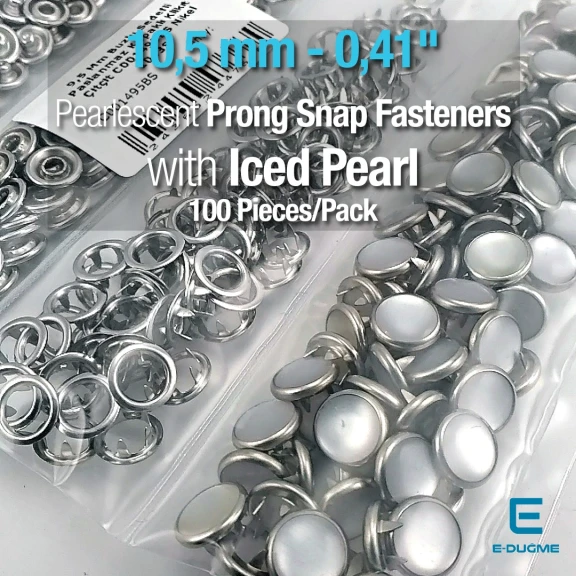 Frosted Pearlescent Snap Fastener 10.5 mm Stainless Steel 100 Pieces/Pack ERBCLK0008BBSD