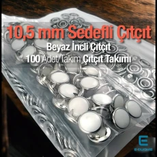 Beyaz Sedefli Klikıt Çıtçıt  10,5 mm  Paslanmaz 100 Ad/Paket ERBCLK0008BSD