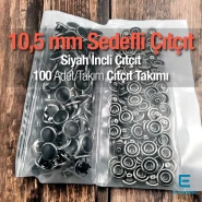 Sedefli Klikıt Çıtçıt Siyah İncili 10,5 mm Paslanmaz 100 Ad/Paket ERBCLK0008SSD