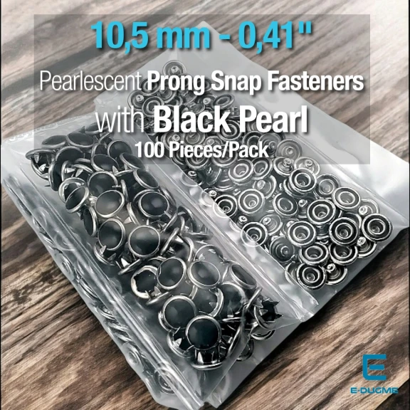 Sedefli Klikıt Çıtçıt  Siyah İncili 10,5 mm  Paslanmaz 100 Ad/Paket ERBCLK0008SSD