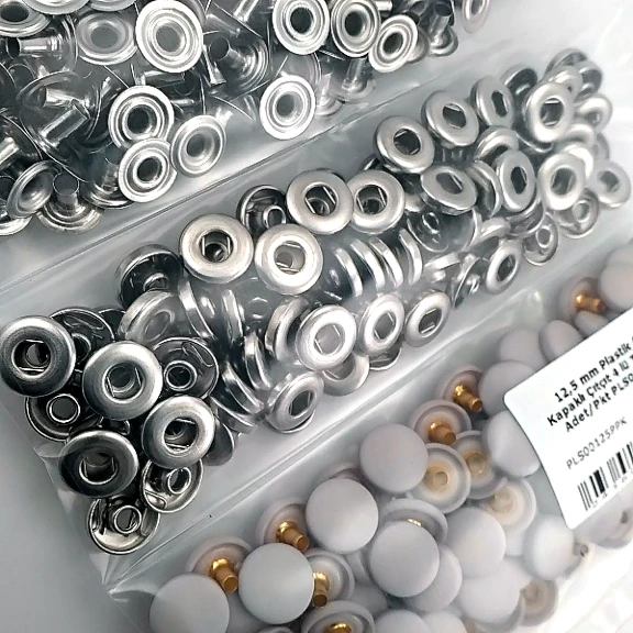 12,5 mm Çıtçıt Takımı Açık Bej Plastik Kapaklı 100 adet/pkt ERC00125PLABej