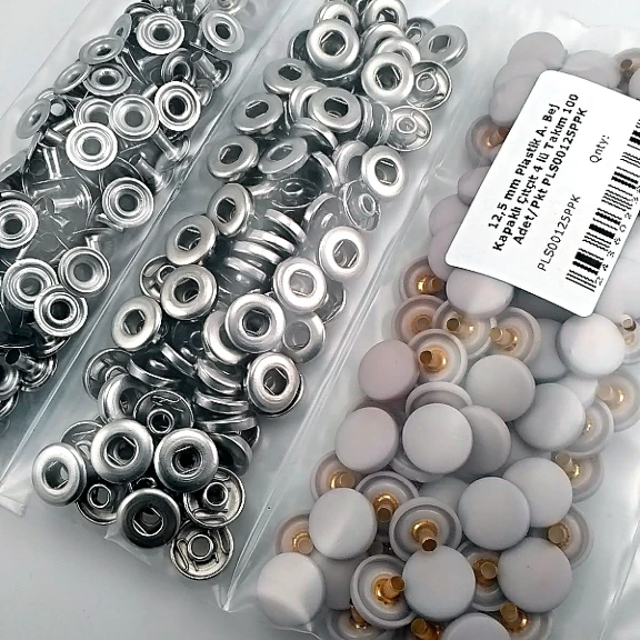 12,5 mm Çıtçıt Takımı Açık Bej Plastik Kapaklı 100 adet/pkt ERC00125PLABej