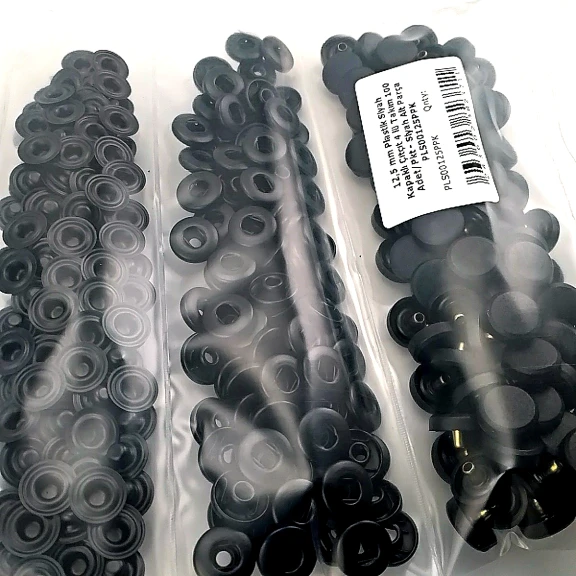 12.5 mm Snap Fastener Set 0,49" with Black Plastic Cover 100 pieces/pack ERC00125PLBlack