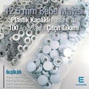 12,5 mm Çıtçıt Takımı Bebe Mavisi Plastik Kapaklı - Gümüş 3 Alt Parça 100 adet/pkt ERC00125PLMavi