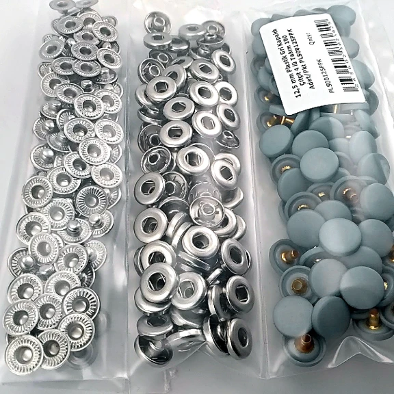 12,5 mm Çıtçıt Takımı Mavimsi Gri Plastik Kapaklı 100 adet/pkt ERC00125PLGriMavi