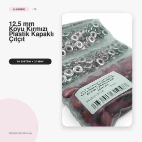 12,5 mm 54 Sistem Koyu Kırmızı Plastik Kapaklı Çıtçıt 100 Takım ERC00125PLKKırmızı