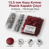 12,5 mm 54 Sistem Koyu Kırmızı Plastik Kapaklı Çıtçıt 100 Takım ERC00125PLKKırmızı