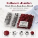 12,5 mm Koyu Kırmızı Plastik Kapaklı 54 Sistem Çıtçıt, bebek ve çocuk giyimi için ideal, dört parçalı kapama sistemi