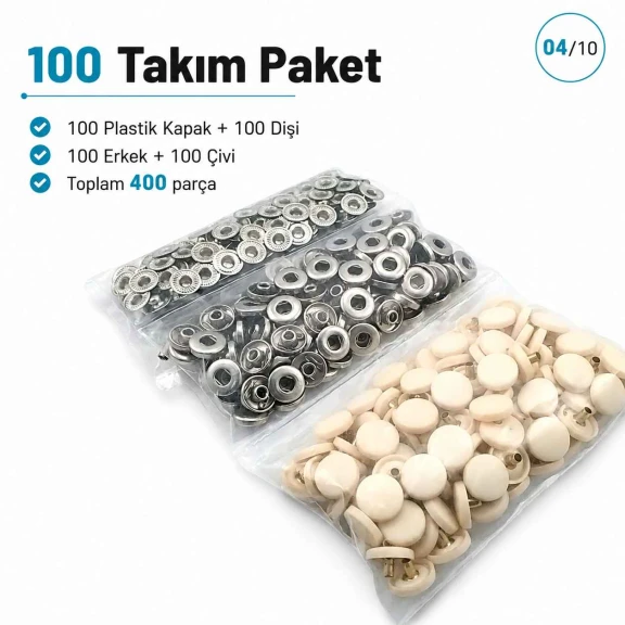 12.5 mm Bone Plastic Capped Snap Fastener Set for 54 System Garments