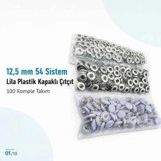 12,5 mm 54 Sistem Lila Plastik Kapaklı Çıtçıt 100 Takım ERC00125PLLila