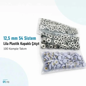 12,5 mm 54 Sistem Lila Plastik Kapaklı Çıtçıt 100 Takım ERC00125PLLila