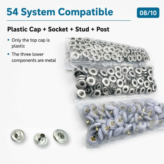 12,5 mm 54 Sistem Lila Plastik Kapaklı Çıtçıt 100 Takım ERC00125PLLila, bebek ve çocuk kıyafetlerinde kullanılabilen lila