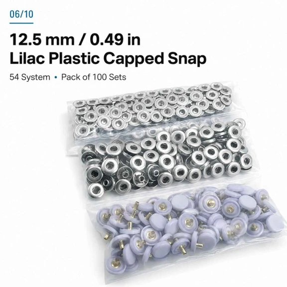 12,5 mm 54 Sistem Lila Plastik Kapaklı Çıtçıt 100 Takım ERC00125PLLila, bebek ve çocuk kıyafetlerinde kullanılabilen lila