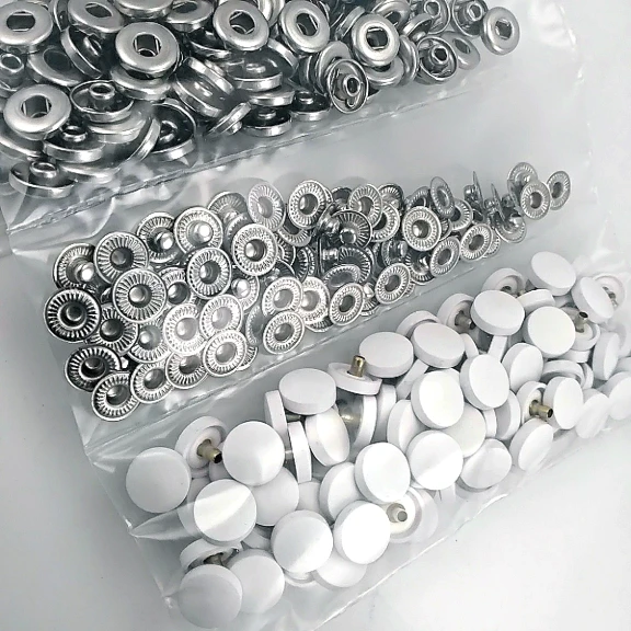 12,5 mm Çıtçıt Takımı Optik Beyaz Plastik Kapaklı - Gümüş 3 Alt Parça 100 adet/pkt ERC00125PLOBeyaz