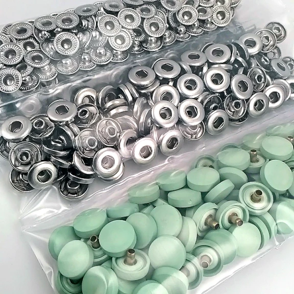 Plastik Kapaklı 12,5 mm Çıtçıt Takımı Soft Yeşil - Pastel Yeşil - Gümüş 3 Alt Parça 100 adet/pkt ERC00125PLSYesil