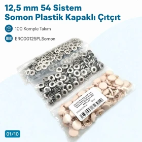 12,5 mm 54 Sistem Somon Plastik Kapaklı Çıtçıt 100 Takım ERC00125PLSomon